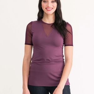 Agnes & Dora Sheer V-Neck Tee XL